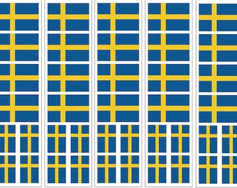 40 Removable Stickers: Sweden Flag, Swedish Party Favors, Decals