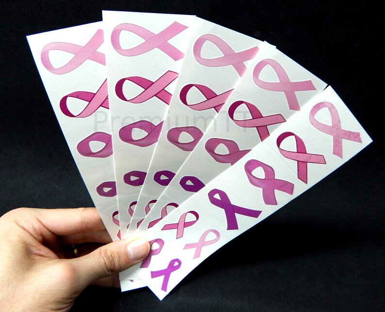 40 Pink Ribbon Temporary Tattoos Breast Cancer Awareness Etsy
