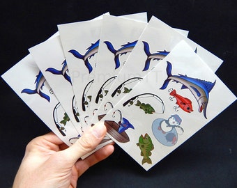 Premium Fishing Temporary Tattoos, Party Favors