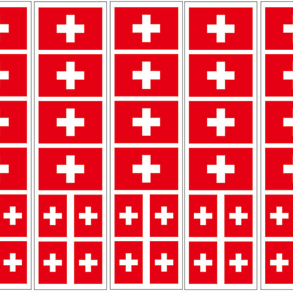 40 Removable Stickers: Swiss Flag, Switzerland Party Favors, Decals