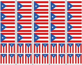 40 Removable Stickers: Puerto Rico Flag, Party Favors, Decals