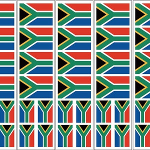 40 Removable Stickers: South Africa Flag, S. African Party Favors, Decals