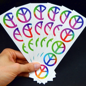 Rainbow Peace Sign Symbol Tattoos, 60&#39;s Hippie Party Favors