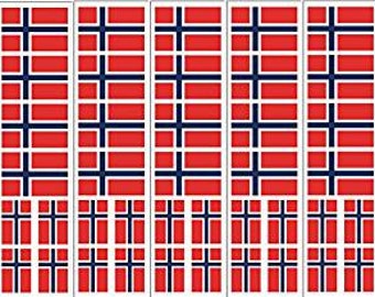 40 Removable Stickers: Norway Flag, Norwegian Party Favors, Decals