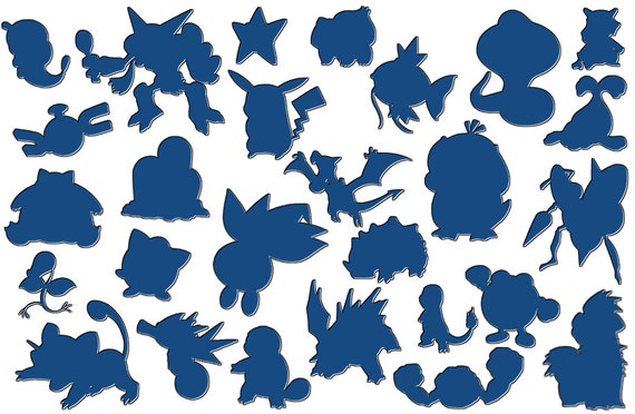 Pokemon Silhouette Stencil Any Pokemon Who S That Etsy