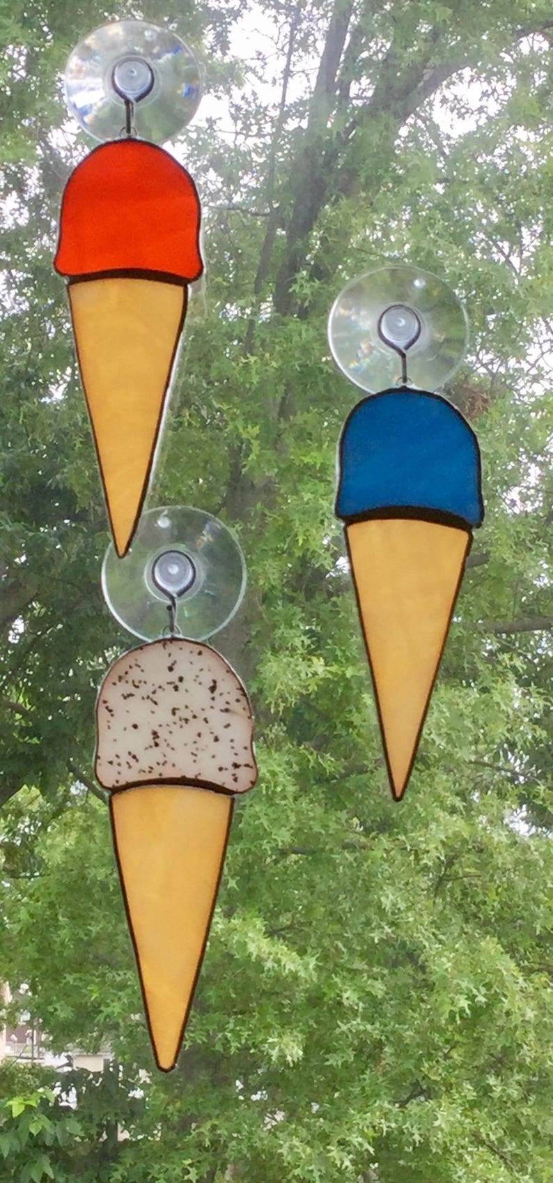 Stained Glass Ice Cream Cone Suncatcher By Sparkle Stained Etsy