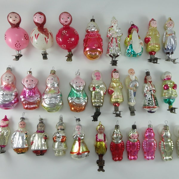 Glass Vintage Christmas Characters. Astronauts. Rare Collectible.  Family of Vintage Christmas Tree Decoration