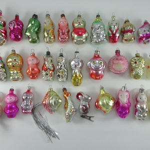 Variety of Glass Christmas Animals. Monkey with Violin. Bear with Balalaika. Rare Collectible. Vintage Christmas Tree Ornaments