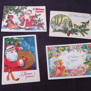 Grande vieille carte postale soviétique de Noël non utilisée. Lot de 12 cartes