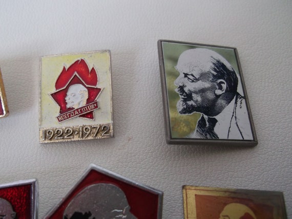 Vintage Soviet Propaganda Pins. Enameled Badges. … - image 6