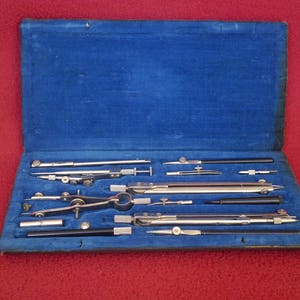 Vintage Professional Drawing Tools. Tools in Box
