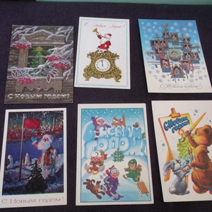 Cartes postales de voeux de Noël inutilisées. Cartes postales anciennes. Père Noël. Ded Moroz soviétique
