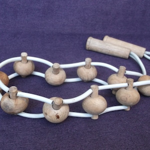 Manual Wooden Vintage Body Massager with Handles. Long Massager