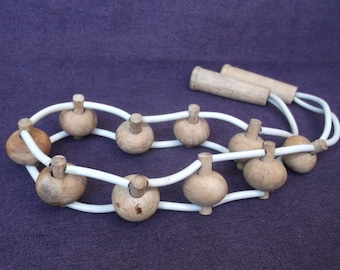 Manual Wooden Vintage Body Massager with Handles. Long Massager