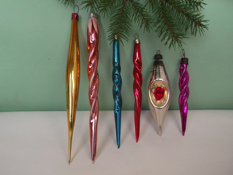 Glass Icicles. Long and Short Icicle. Twisted Icicles. Vintage
