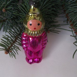 Charming Pink Cosmonaut. Astronaut in Space Suit. Vintage Christmas Tree Glass Ornament