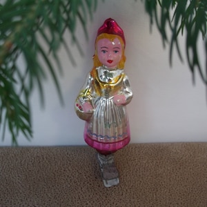 Little Red Riding Hood. Fairytale Ornament. Vintage Christmas Tree Glass Ornament