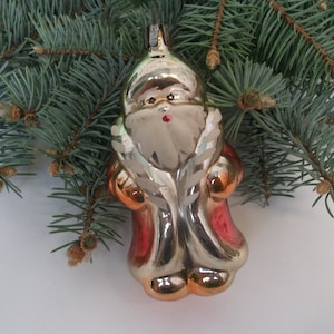 Cute Santa. Charming Santa. Vintage Christmas Tree Glass Ornament