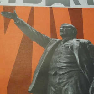 Camino de Lenin. Póster original soviético socialista-comunista. XXIV Congreso del Partido Soviético. Gran cartel de la década de 1970