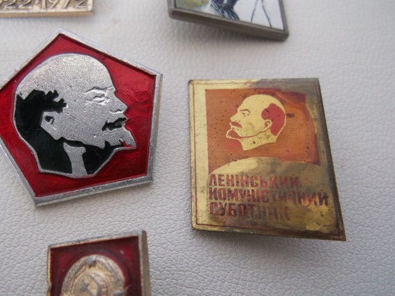 Vintage Soviet Propaganda Pins. Enameled Badges. … - image 8