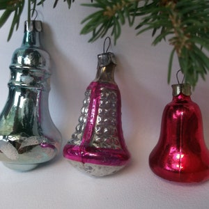 Colored Bells.. Retro Motley Decorations. Xmas Glass Ornaments