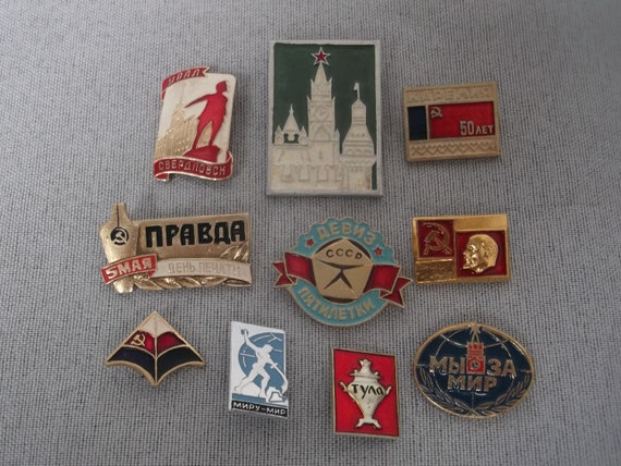 Soviet Vintage Enamel Badges / Russian Badges / E… - image 1