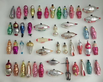 Vintage Cold War Era Space Race Soviet Original, Mercury Glass Astronaut and Rocket, Nostalgic Rare Mid-Century USSR Gems. #32