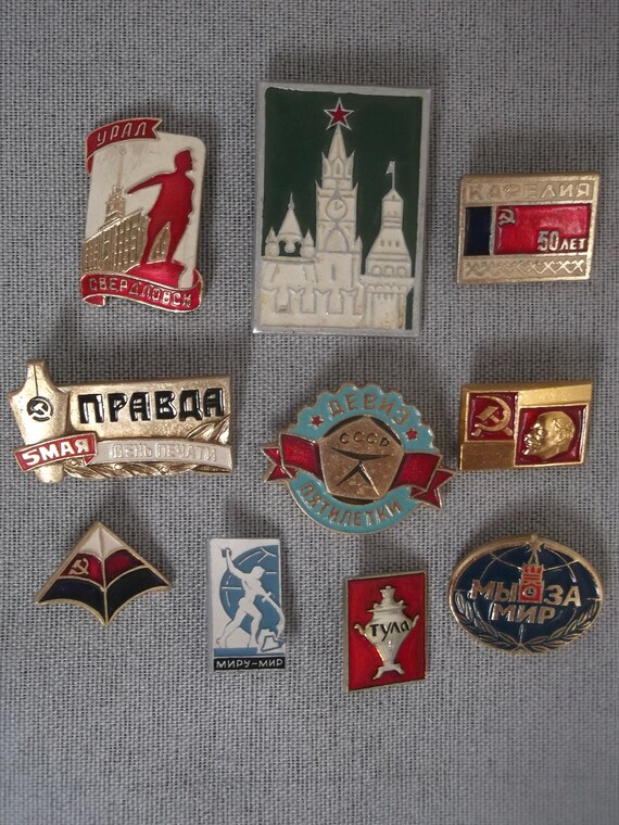 Soviet Vintage Enamel Badges / Russian Badges / E… - image 2