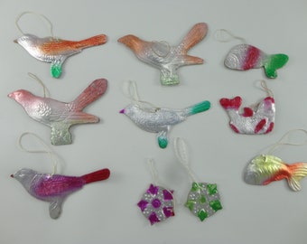 Birds and Fish. Vintage Christmas Tree Decorations