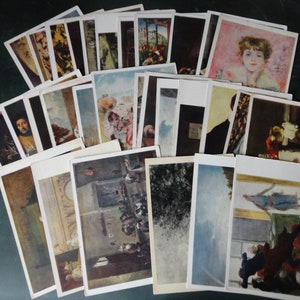 Conjunto de cartão postal vintage. Arte. Escola Europeia. Arte pictórica. Impressionismo. Paisagem