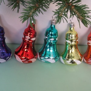 Beautiful Bells. Motley Bells. Glass Christmas Ornaments. Vintage Christmas Tree Decorations