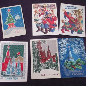 Conjunto de postales vintage navideñas. Postal de Papá Noel. Ded Moroz