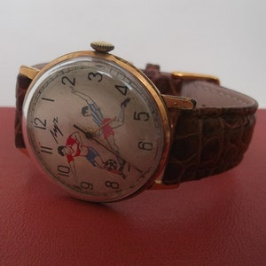 Luch Ray, voetballer, vintage horloge met bruine band