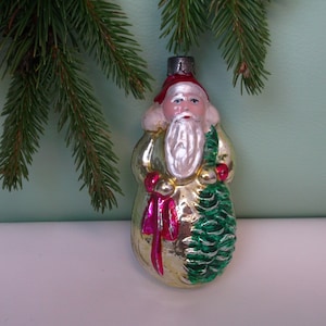 Cute Saint Nicholas. Vintage Christmas Tree Glass Ornament