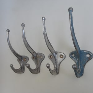 Vintage Industrial Metal Wall Hooks. Double Hook. Aluminum Hook
