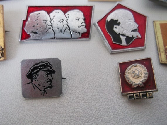 Vintage Soviet Propaganda Pins. Enameled Badges. … - image 7