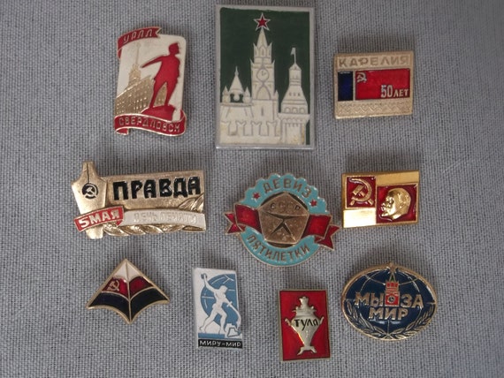 Soviet Vintage Enamel Badges / Russian Badges / E… - image 3