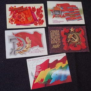 Set von 12 Vintage unbenutzten kommunistischen Postkarten. Sowjetunion