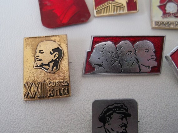 Vintage Soviet Propaganda Pins. Enameled Badges. … - image 4