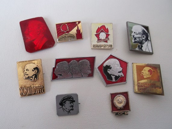 Vintage Soviet Propaganda Pins. Enameled Badges. … - image 3