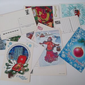 1980 Set di cartoline vintage di auguri di Natale