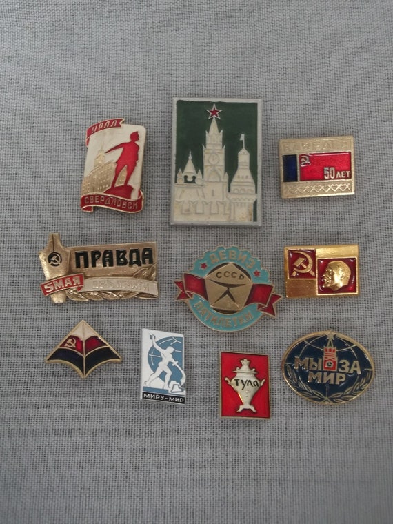 Soviet Vintage Enamel Badges / Russian Badges / E… - image 4