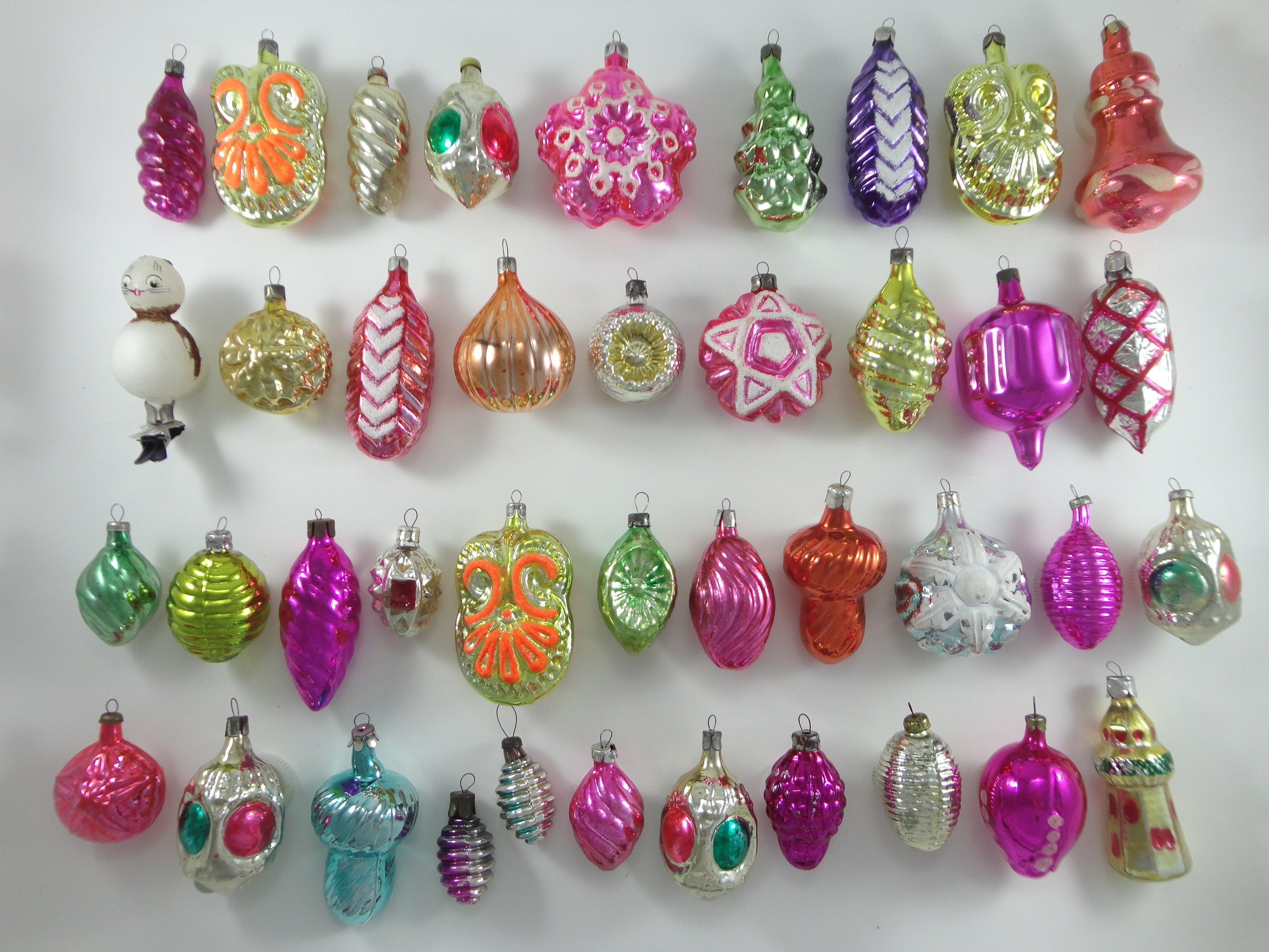Various Retro Style Glass Christmas Ornaments With Amalgam for