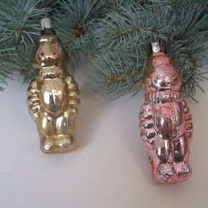 Dos buzos. Adornos de cristal para árboles de Navidad vintage