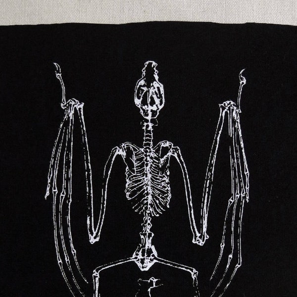 Screenprint BAT SKELETON Patch Black Cotton