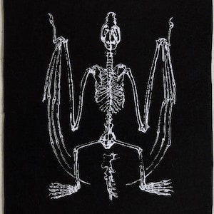 Siebdruck FLEDERMAUS SKELETT Aufnäher Schwarz Baumwolle