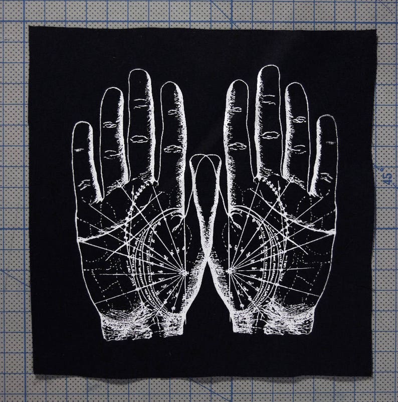 Zeefdruk HANDS patch ZWART katoen afbeelding 4