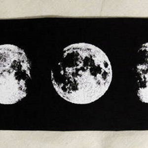 Siebdruck MOND PHASE Aufnäher Mondkalender Schwarz Baumwolle Bild 2