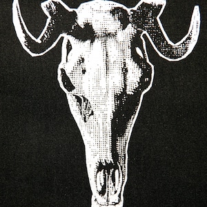 DEER SKULL Screenprinted Patch Black Cotton