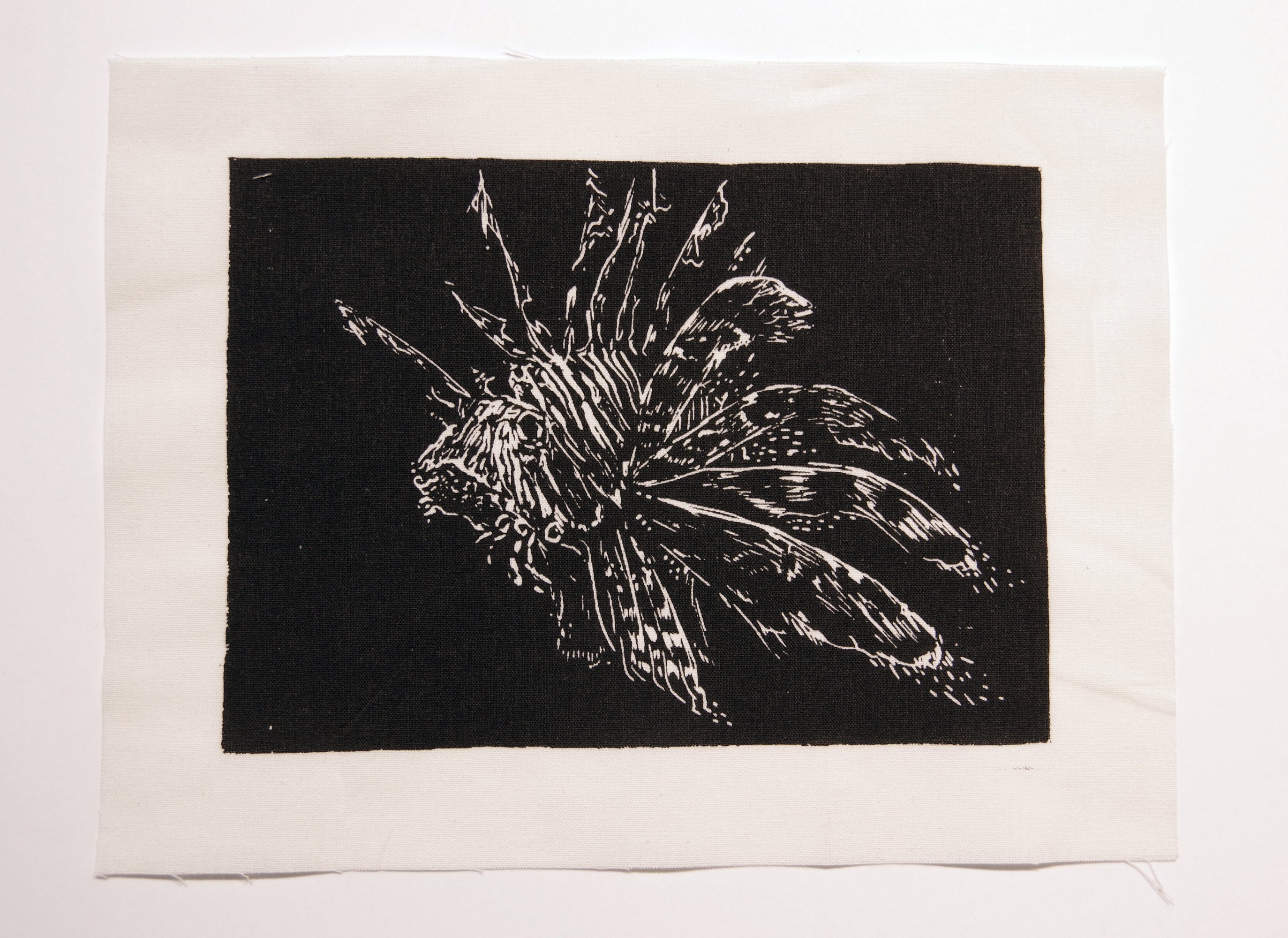 LION FISH Screenprint Patch on White Cotton - Etsy